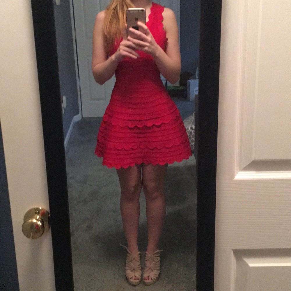 Aqua Scallop Bandage Dress